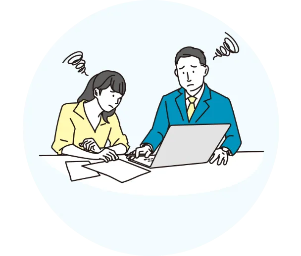 引継ぎロスに悩む男女のイラスト