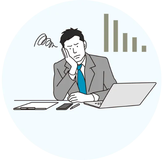 悩む採用担当者の男性のイラスト